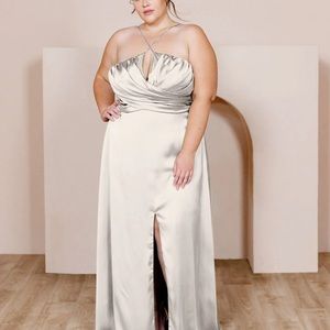Nayeli Satin Dress- soft champagne 702 -  44 inches length (waist to hem)